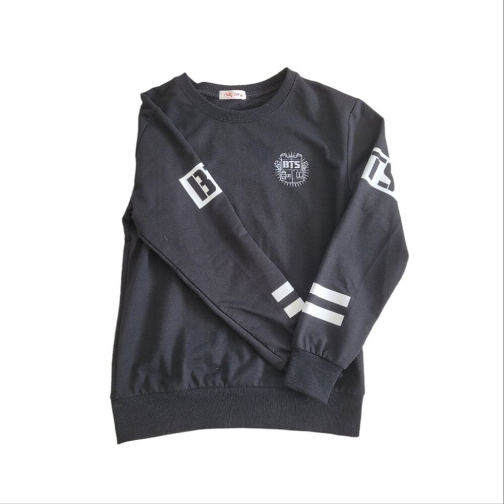 AUBJ BNI Korean BTS Jung Kook Black & White Long Sleeve Crew Neck Sweatshirt
